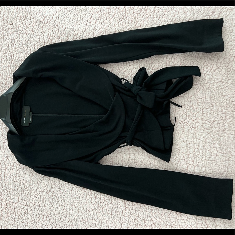 BCBG MaxAzria long sleeve belted jacket